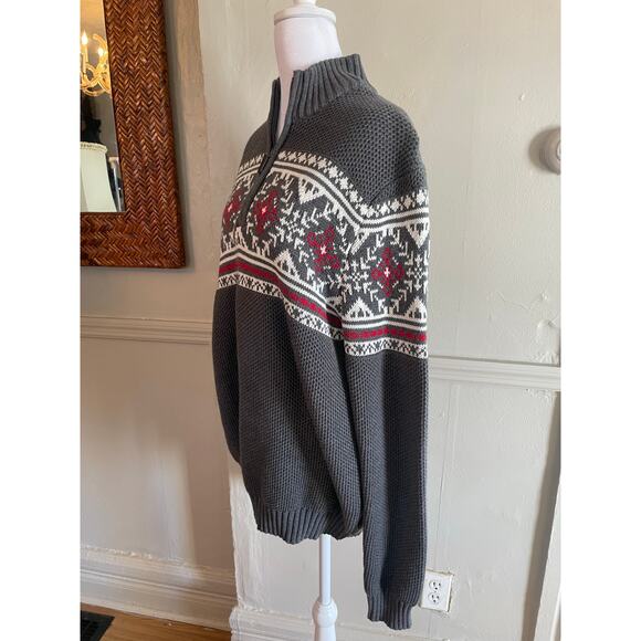 Mens IZOD Heavyweight Gray 1/4 Zip Christmas Winter Sweater Size L - Picture 5 of 6